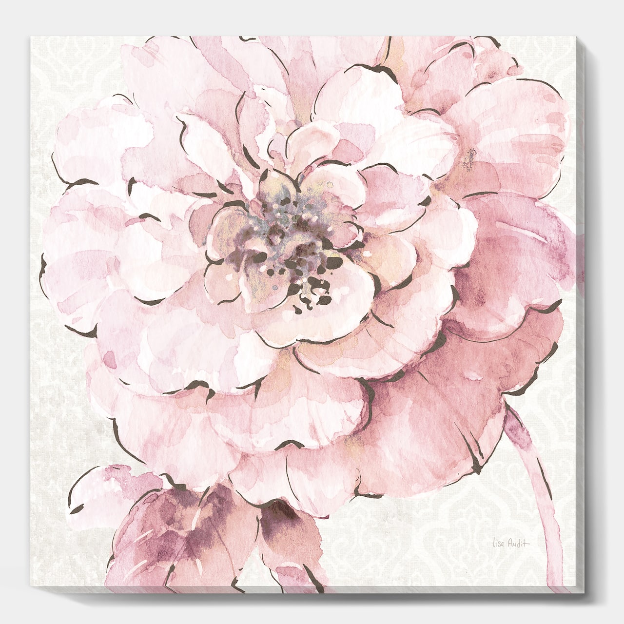 Designart - Indigold Shabby Peonies Pink - Farmhouse Gallery-wrapped Canvas